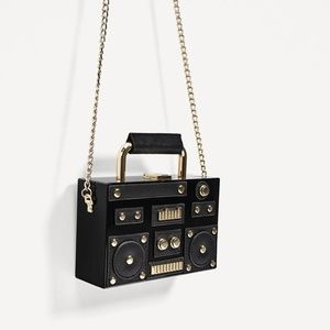 Zara Radio Black Plastic crossbody clutch